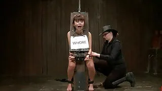 Bound Japanese slave hard punished